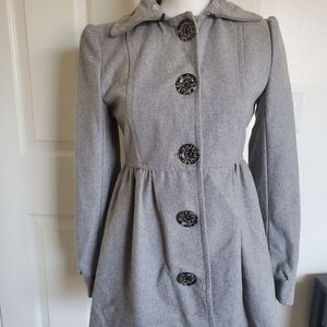 Grey Wool Blend Winter Coat